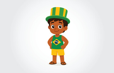 brazilian Boy cartoon Character template
