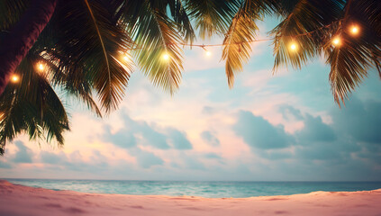Fototapeta premium Summer vacation background with a blurred tropical beach.&nbsp;