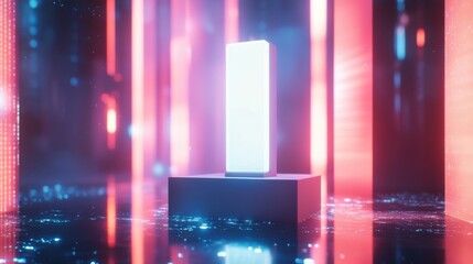 Fototapeta premium Neon Glow Futuristic Product Display.