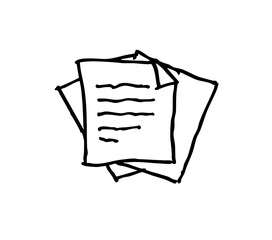 Doodle stack of paper pages line. Hand drawn sheets.   Doodle paper heap. Contract document pile