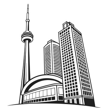 Toronto Skyline Illustration with CN Tower and Skyscrapers