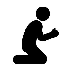 Vector silhouette icon of a praying person, clean cutout design