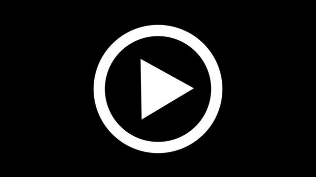 White Play button icon on transparent background. Video player sign. Circle start arrow symbol in vector flat.