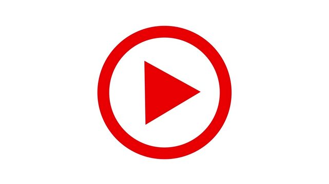 White Play button icon on transparent background. Video player sign. Circle start arrow symbol in vector flat.
