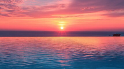 Obraz premium Serene Sunset Over Infinity Pool.
