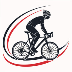 Obraz premium Professional cyclist silhouette on bike with clean cutout, transparent background