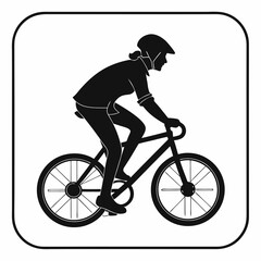 Obraz premium Woman cyclist riding bicycle black silhouette vector illustration
