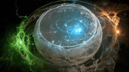Cosmic Genesis: Nebula Core with Filamentary Energy and Mystical Light.