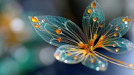 Delicate Seed Head with Dewdrops, Macro Floral Detail