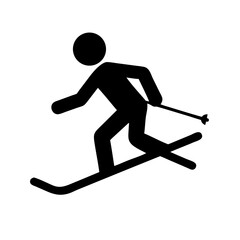 Obraz premium Crisp vector silhouette icon of a person skiing, perfect for winter sports designs