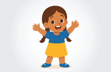 Happy Ukrainian Girl Cartoon Template
