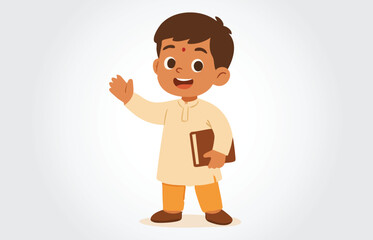 Happy Indian Boy Cartoon Character Template
