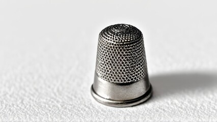 Close-up of a vintage thimble, perfect for sewing and crafting themes.