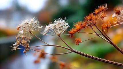 Dried Seed Pods Against Blurred Autumnal Background