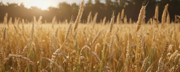 Golden wheat swaying gently in bright sunlight  ,  texture,  sunny