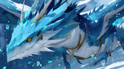 Majestic Blue Dragon Portrait - Fantasy Creature Illustration for Games & Design