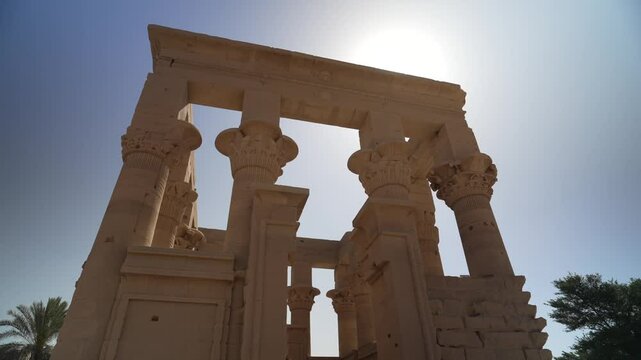 View of Philae Temple on a sunny day, Philae Temple, Aswan, Egypt, Africa