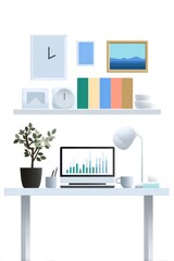 Minimalist office workspace icon for productivity apps