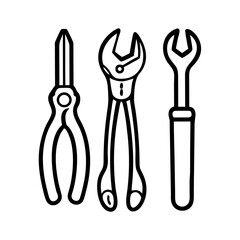 Vector silhouette of appliance repair tools set six