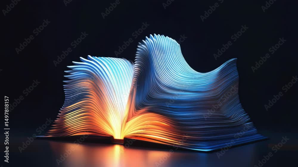 Poster An open book with a warm glow emanating from within