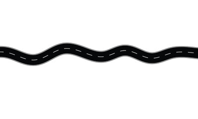 Curvy Road Path Isolated on Transparent Background Aerial Vector Design Illustrator.