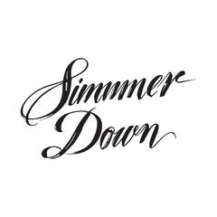 Stylish calligraphy text logo Simmer Down
