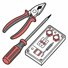 Repair tools kit electronics pliers screwdriver nuts bolts