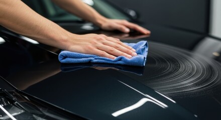 Obraz premium Car detailing professional cleaning and polishing with microfiber cloth