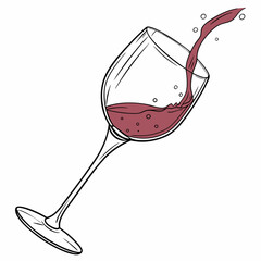 Red wine pouring into elegant wine glass illustration