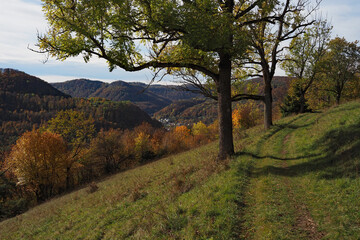 Blick vom Immenberg auf Unterhausen, Schwäbische Alb im Herbst