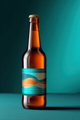 Retro style craft beer label on amber bottle, vintage color palette, branding concept