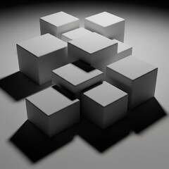 Obraz premium 3D Rendered Minimal Cubes Monochrome Composition with Soft Shadows