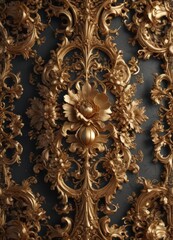 Intricate, gilded floral design, baroque style, texture, motif, elegant