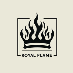 Modern Minimalist Royal Flame Crown Logo Design.eps