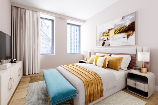 Contemporary interior design of a bedroom