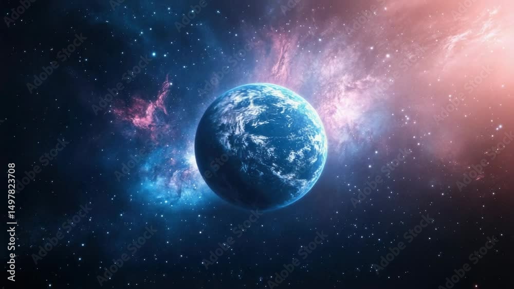 Poster a lone blue planet floating in the vastness of space