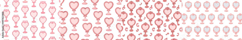 Poster Colorful heart-shaped objects and motifs create a playful pattern on a light background, showing a whimsical and sweet aesthetic
