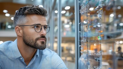 Man Wearing Glasses at Store