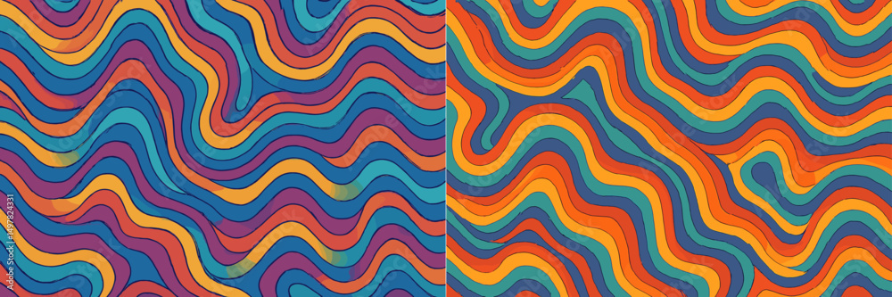 Leinwandbilder colorful abstract wavy patterns with vibrant hues creating a lively visual experience in a modern de
