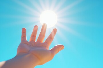 Hand Reaching for Sunlight: Perfect for Inspirational Posters, Motivational Blogs, Wellness Campaigns, Nature Apps, and Hope-Themed Social Media Posts