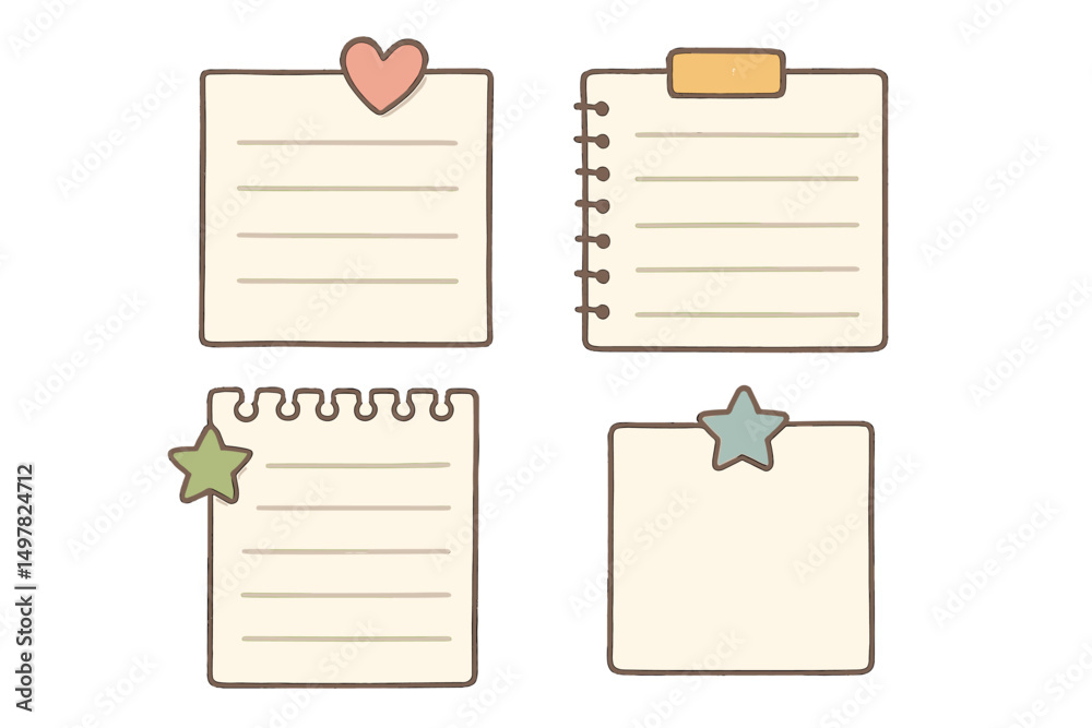 Poster Decorative notepads with heart and star designs on blank pages for writing notes or reminders
