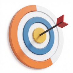Target with Arrow Hitting Bulls-Eye, Goal Achievement, 3D Rendered