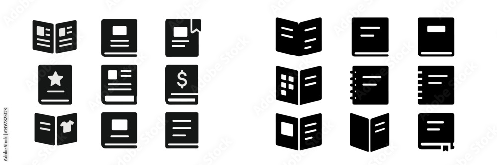 Leinwandbilder different types of book icons representing various genres and formats in a clean, minimalist design