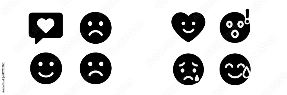 Poster icons representing various emotions and expressions used in digital communication to convey feelings
