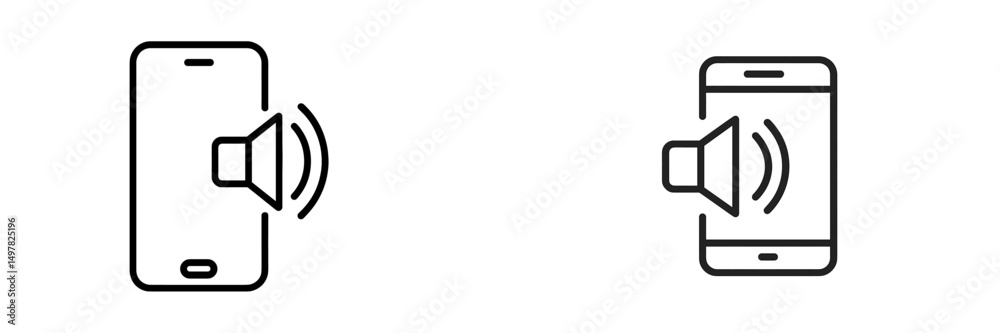 Fototapete sound icons illustrating volume control on mobile devices during a digital communication session