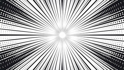 Black  White Comic Speed Lines  Halftone Explosion Effect