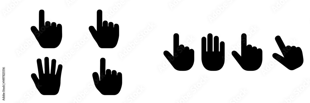 Poster Hand gestures indicating different numbers on a clean white background during a design or educational activity