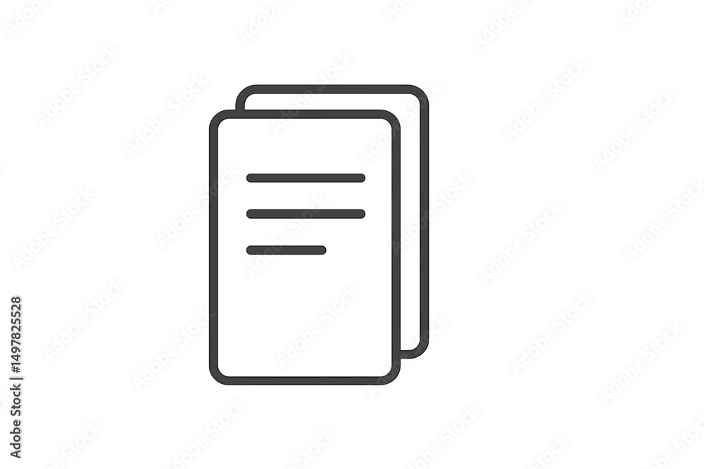 Fototapete simple black and white outline of two stacked documents showcasing minimalistic design elements idea