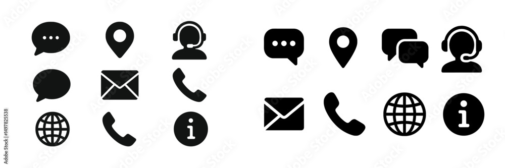 Poster communication icons in black and white showcasing various methods and media for effective outreach a