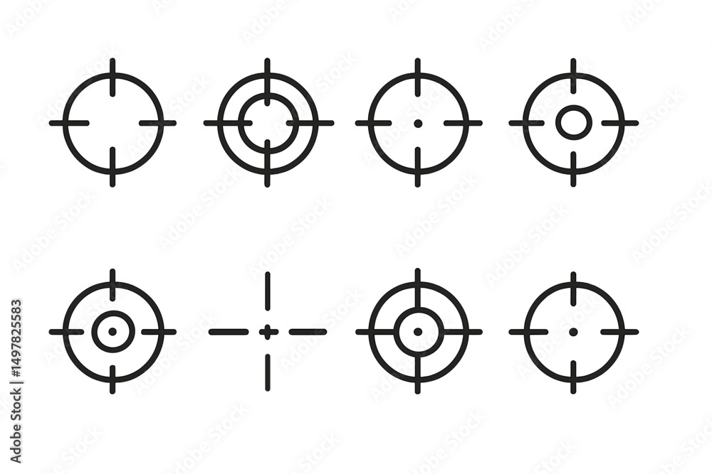 Poster different circular target designs showing various styles and intricacies for precision aiming